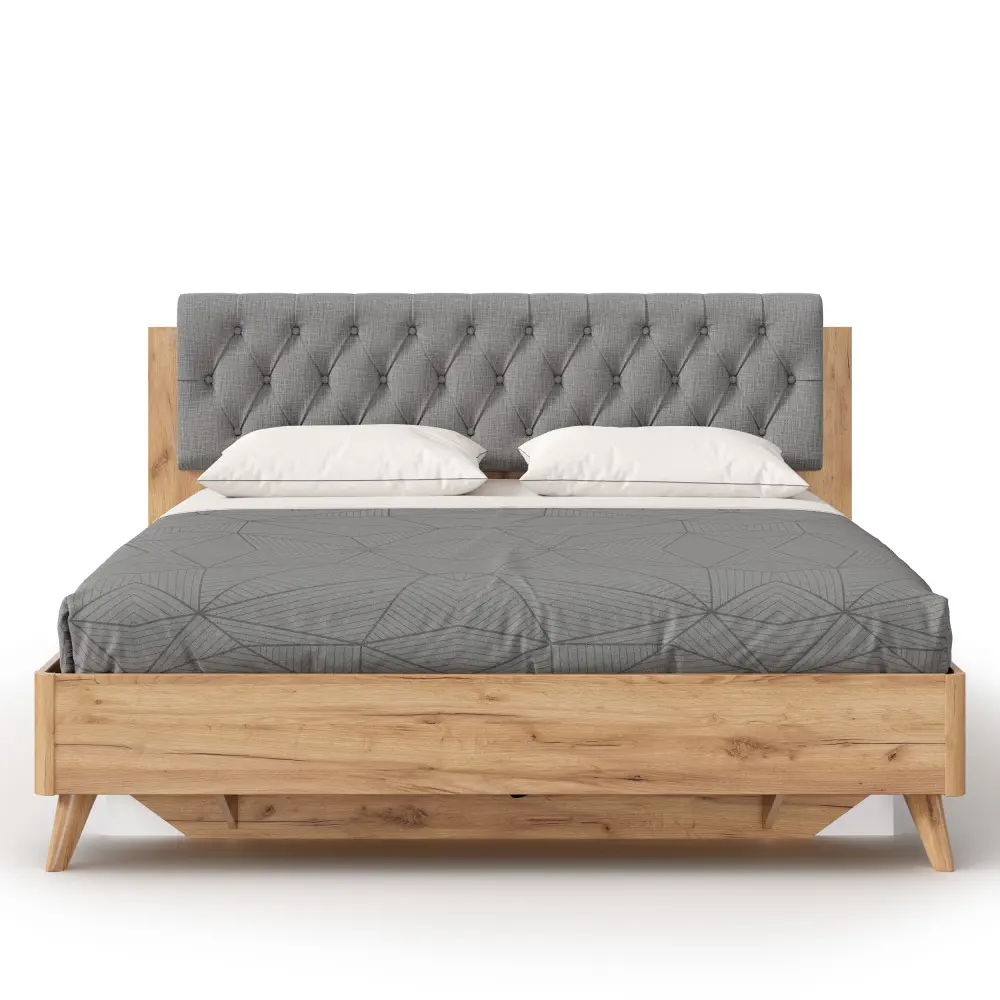 Кровать Марта-2 1600 с подъемным механизмом (каретная стежка Capri 24) (Дуб Золотой/Серый) | Интернет магазин Масса Мебель