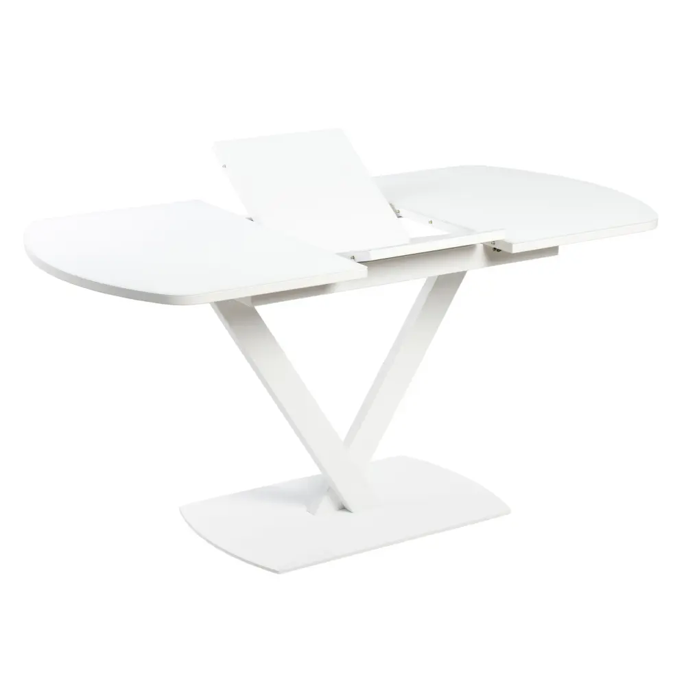 Стол раскладной Фауст СТ 1200+380х800 стекло белое (SB) Выставочный образец - интернет магазин Масса Мебель