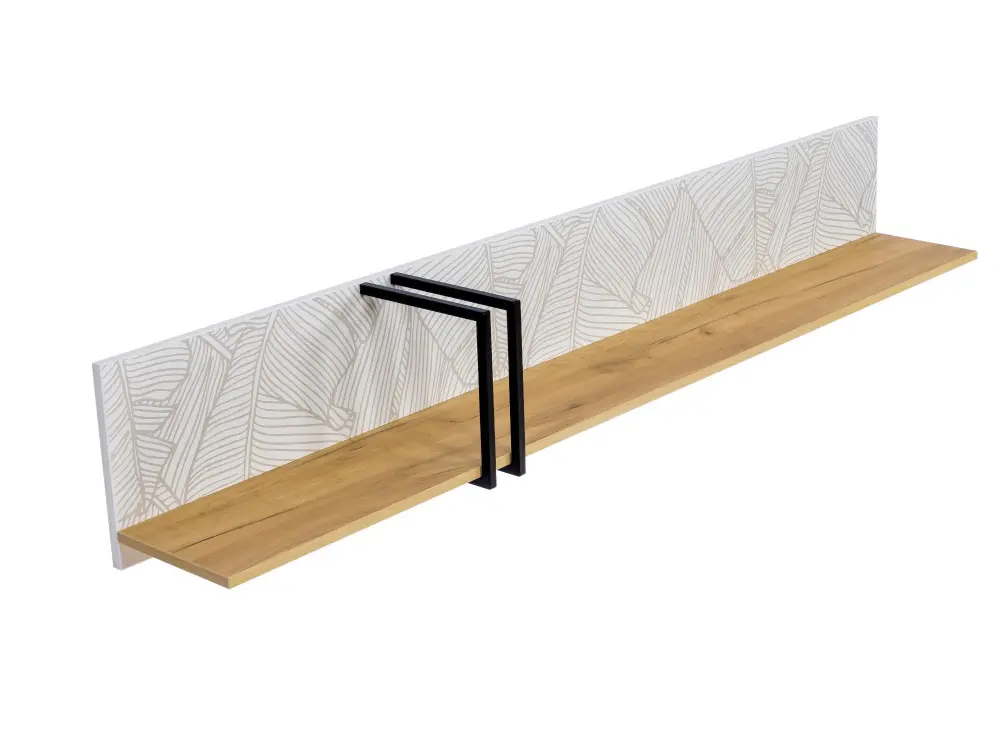 Полка навесная 1800 Ройбен (Дуб золотой/Белый) ЛД | Интернет магазин Масса Мебель