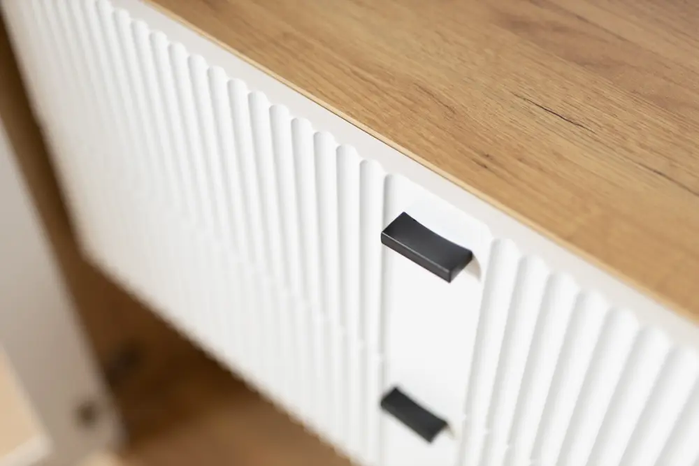 Шкаф витрина двухстворчатый малый Бари (Дуб Золотой/Белый) ЛД | Интернет магазин Масса Мебель