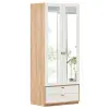Шкаф двухстворчатый с зеркалом Бари (Дуб Золотой/Белый) ЛД