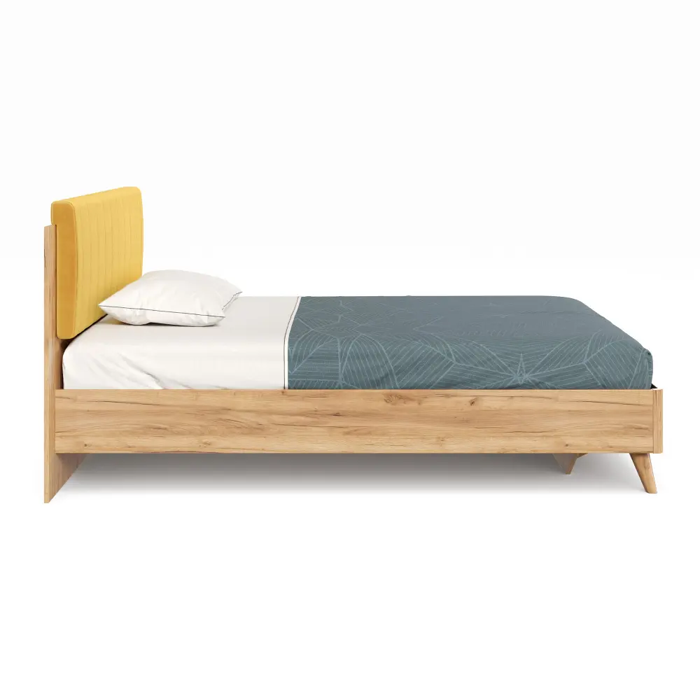 Кровать односпальная 120х200 Марта-2 с мягким изголовьем (вертикальная стежка Phuket/Горчично-желтый) ЛД | Интернет магазин Масса Мебель