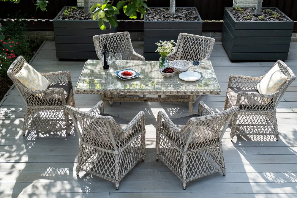 "Латте" обеденная группа плетеная, цвет бежевый (sis) | Интернет магазин Масса Мебель