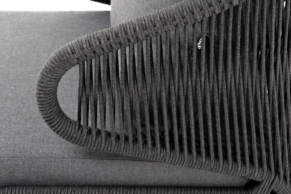 "Милан" лаунж-зона 5-местная плетеная из роупа (веревки), каркас алюминиевый серый, роуп темно-серый (sis) | Интернет магазин Масса Мебель