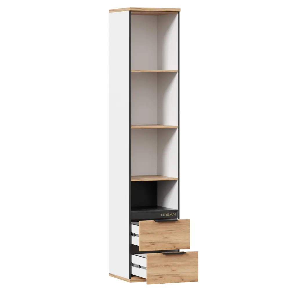 Стеллаж комбинированный Урбан (Белый/Дуб золотой) ЛД - интернет магазин Масса Мебель