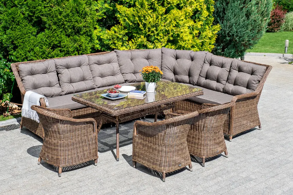 "Бергамо" модульный диван из ротанга, цвет коричневый (sis) | Интернет магазин Масса Мебель