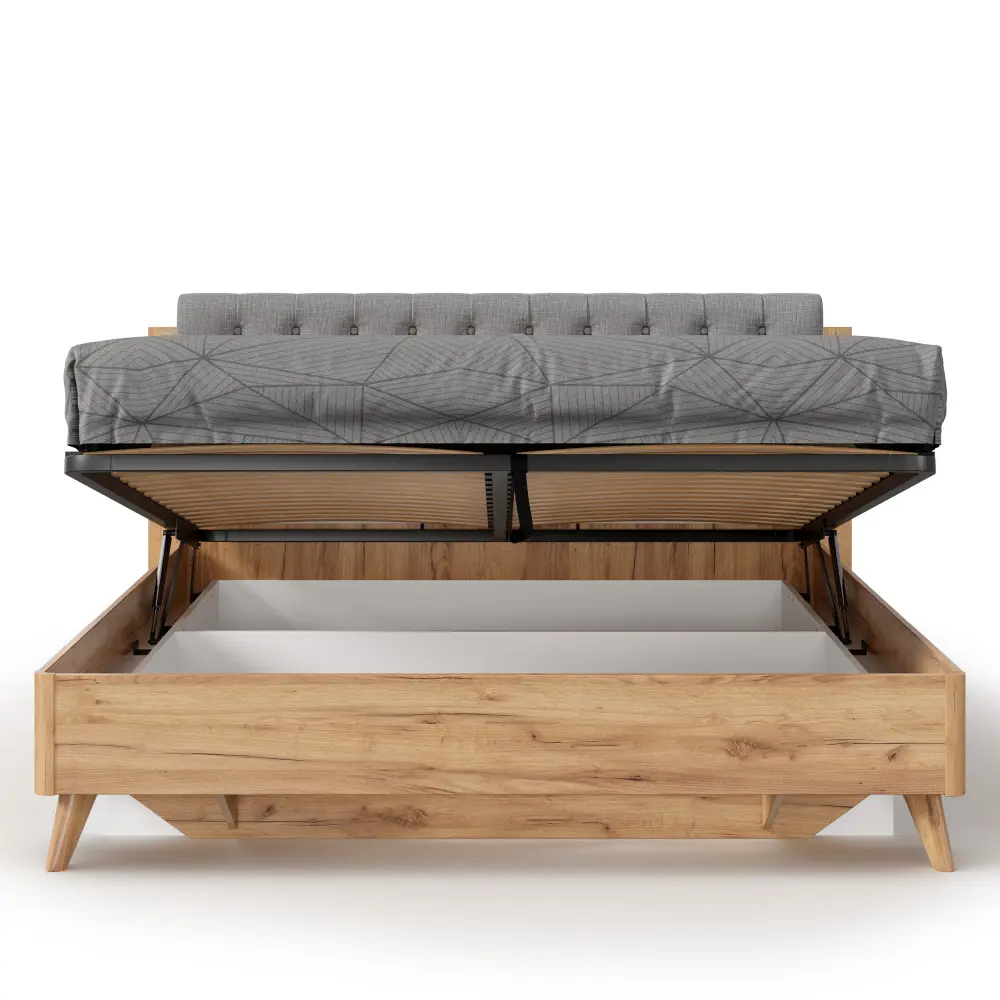 Кровать Марта-2 1600 с подъемным механизмом (каретная стежка Capri 24) (Дуб Золотой/Серый) | Интернет магазин Масса Мебель