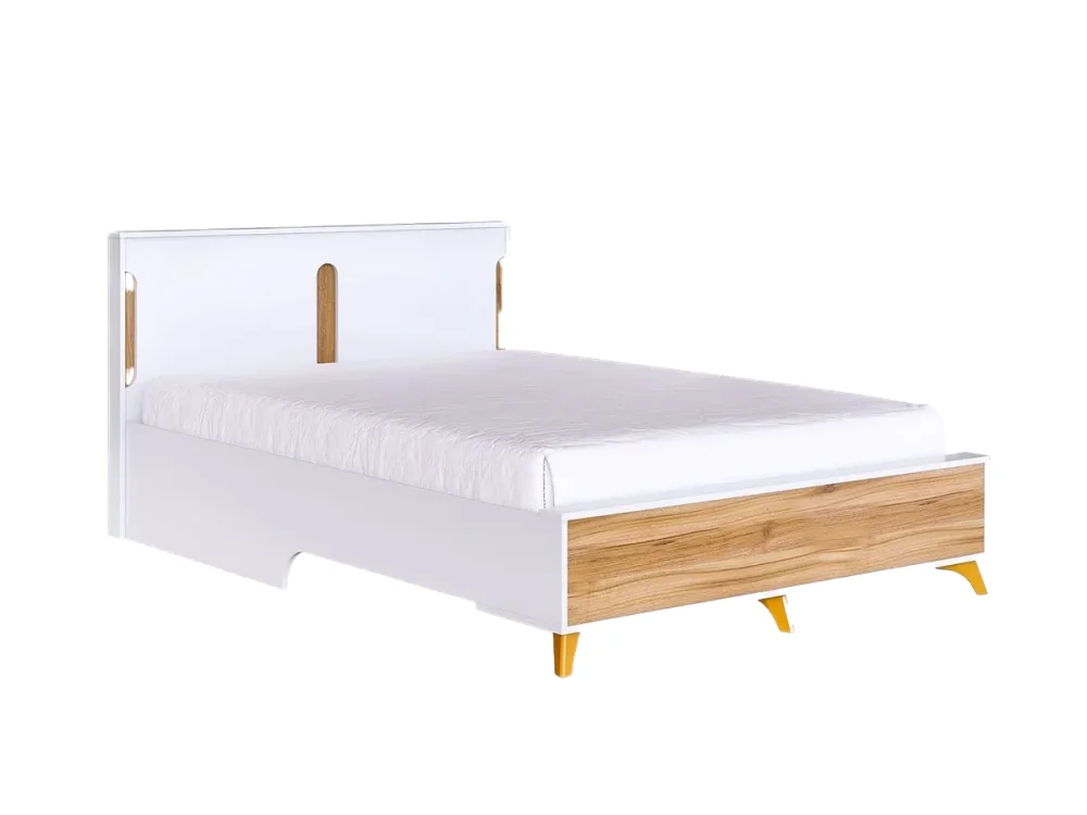 Кровать двуспальная Сканди 160х200 Белый снег/Орех лион (CLP) | Интернет магазин Масса Мебель