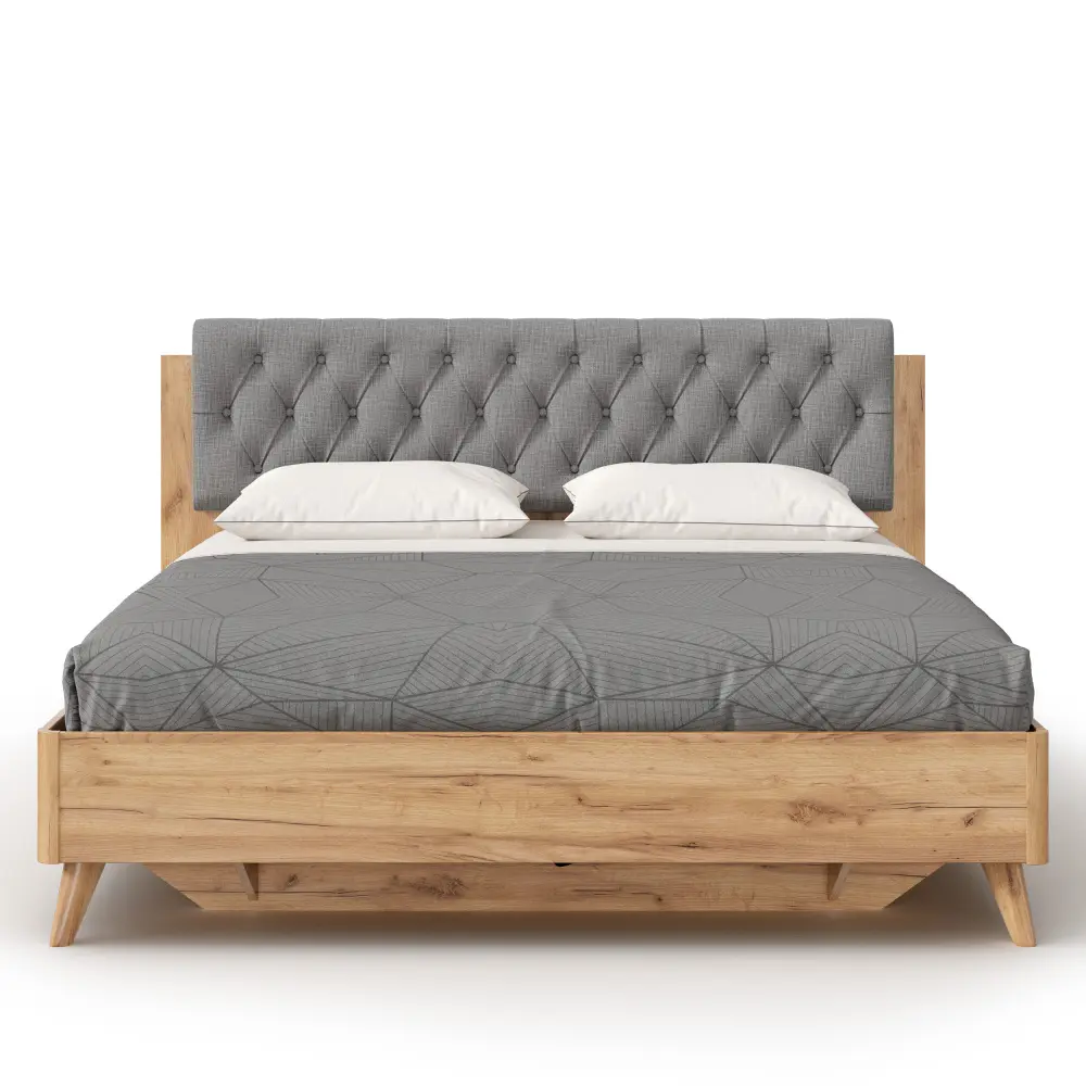 Кровать двуспальная 160х200 Марта-2 с мягким изголовьем (каретная стежка Capri/Серый) ЛД | Интернет магазин Масса Мебель