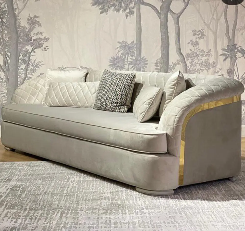 Диван прямой Бурже бежевый велюр (MAI) | Интернет магазин Масса Мебель