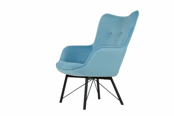 Кресло Манго голубой велюр, ножки металл GT, ВЫСТАВОЧНЫЙ ОБРАЗЕЦ