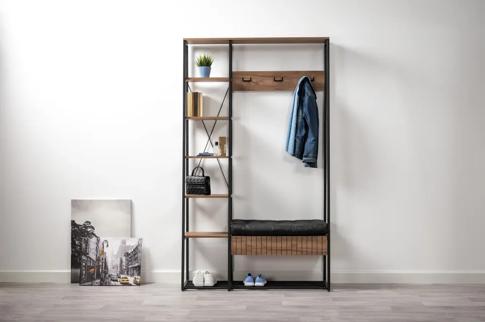 Прихожая Гранд 15.124 Дуб Крафт табачный, Кожзам HOLST Black (Mob) | Интернет магазин Масса Мебель