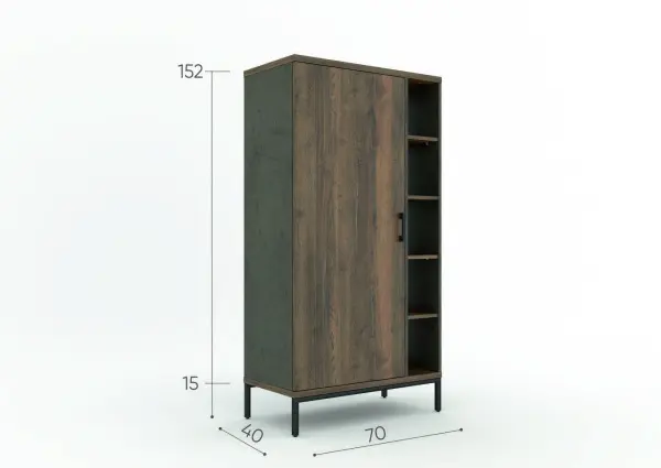 Шкаф Loft 3 Бетон Чикаго/Дуб Галифакс Олово (ANT) | Интернет магазин Масса Мебель