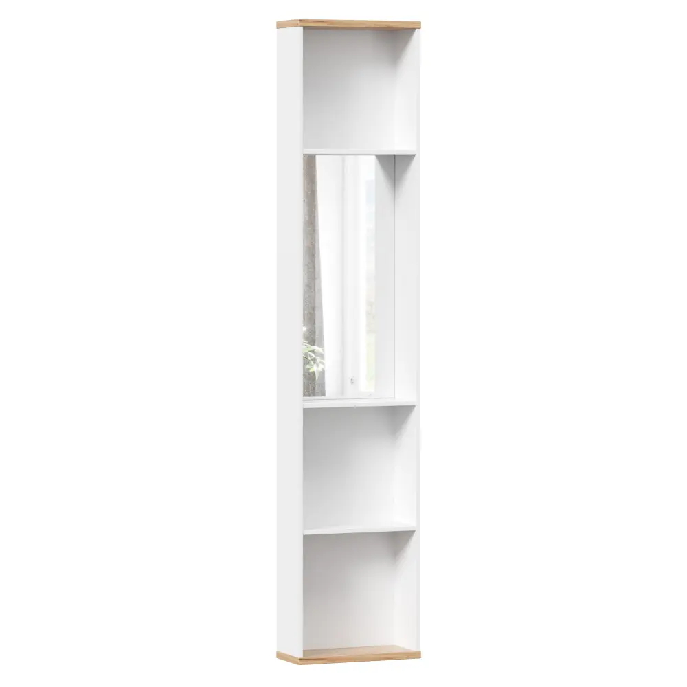 Стеллаж с зеркалом Урбан (Белый/Дуб Золотой) | Интернет магазин Масса Мебель