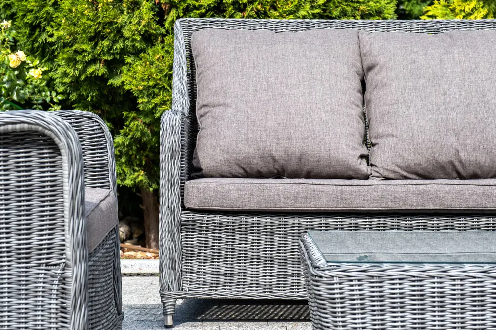 "Гляссе" диван трехместный из искусственного ротанга, цвет графит (sis) - интернет магазин Масса Мебель