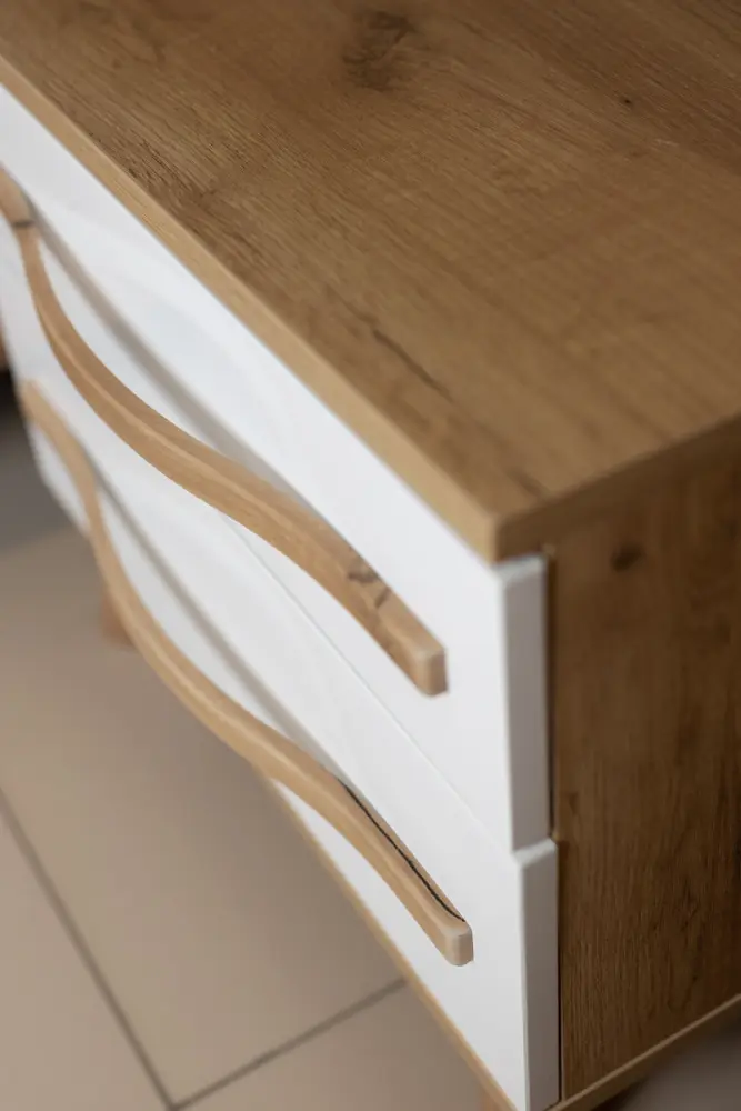 Тумба прикроватная Марта-2 (Дуб золотой/Белый глянец) ЛД | Интернет магазин Масса Мебель