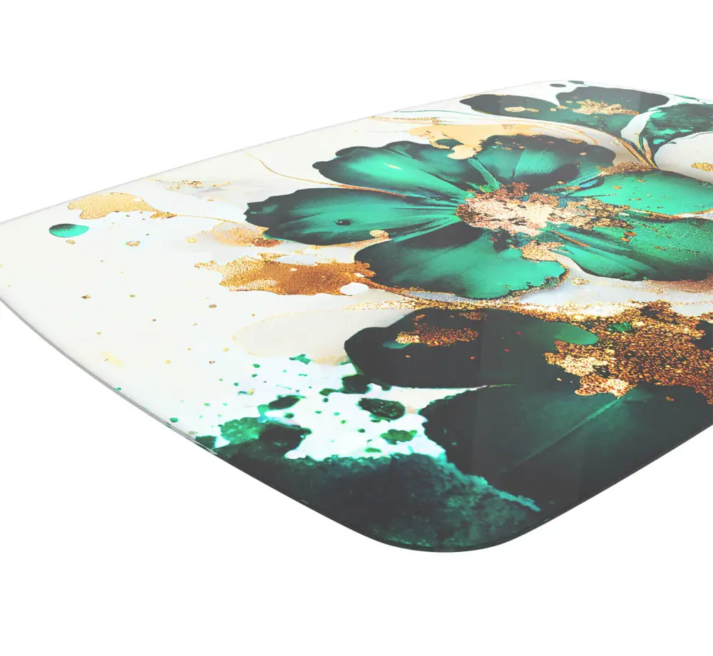 Стол обеденный  SHT-TU14/TT32 118/77 стекло/МДФ белый муар / золото / малахитово зеленый(SHF) снято | Интернет магазин Масса Мебель