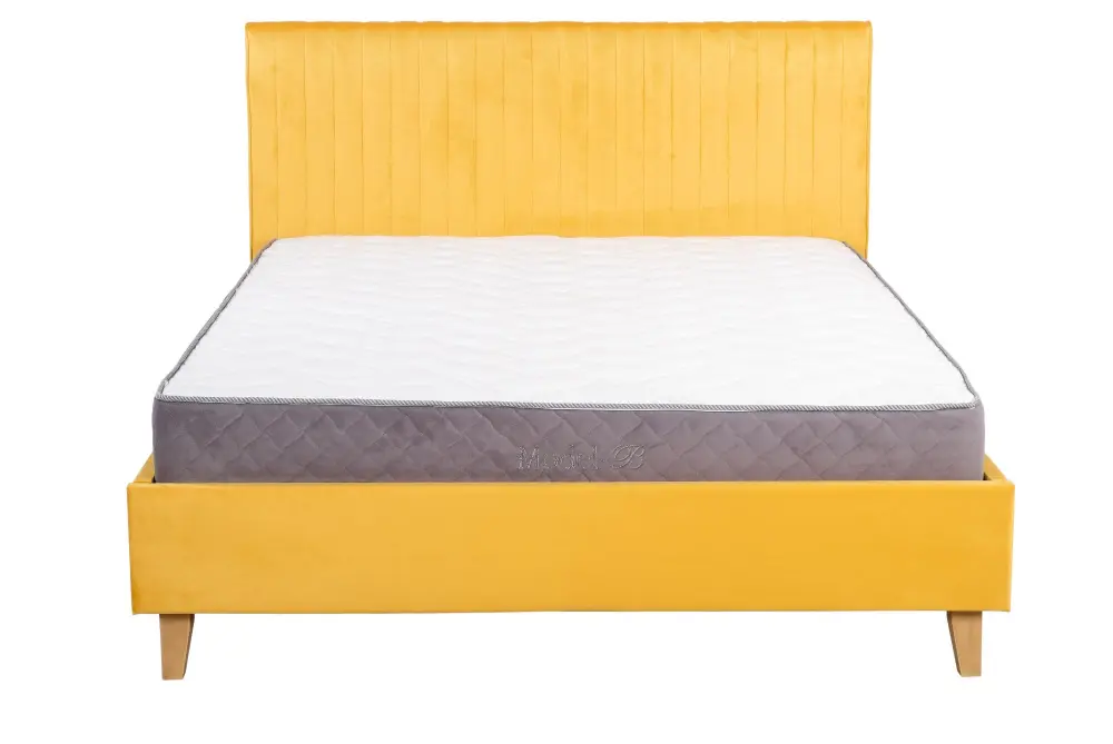 Кровать мягкая двуспальная Бари 160х200 с подъёмным механизмом (Горчичный велюр) ЛД | Интернет магазин Масса Мебель