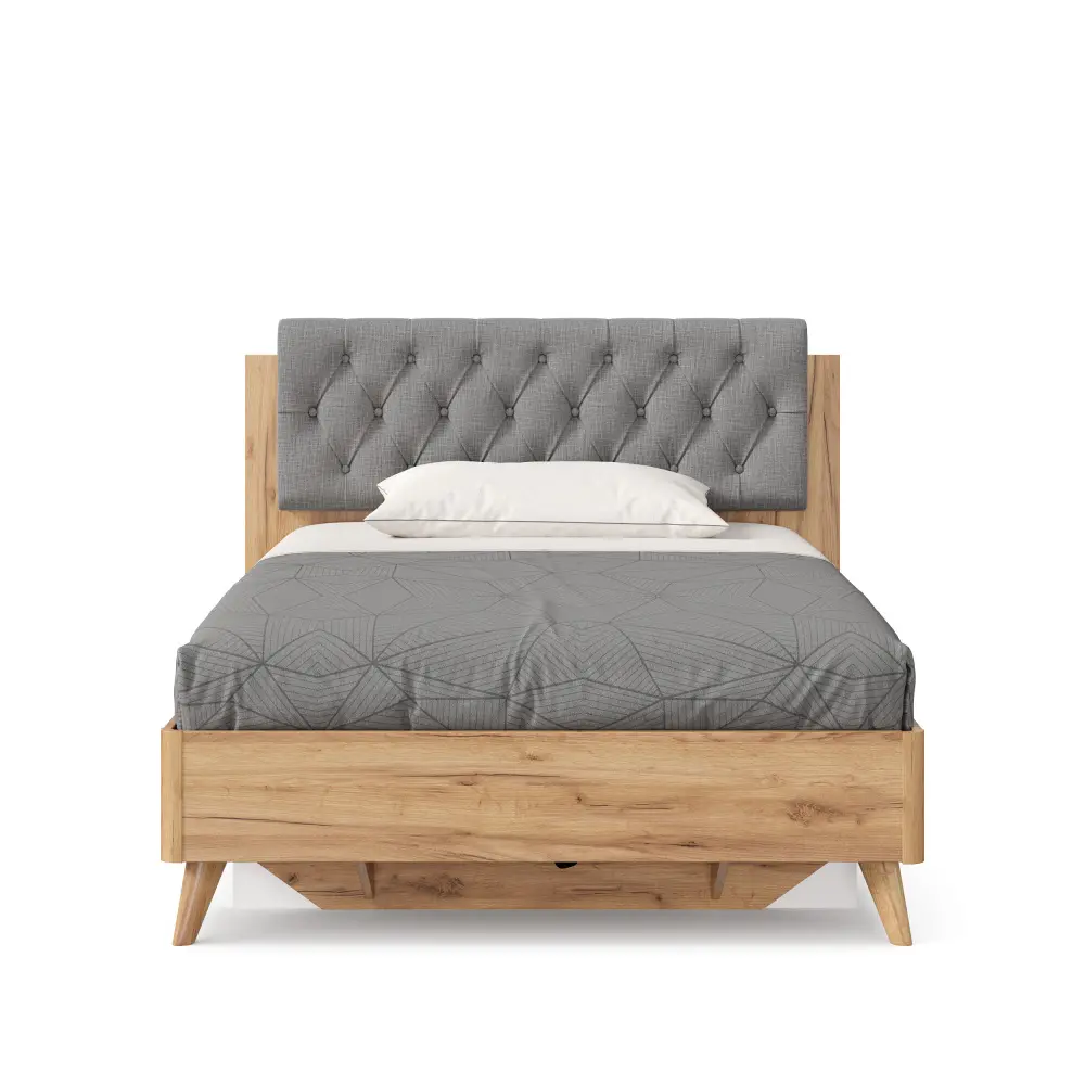 Кровать односпальная 120х200 Марта-2 с подъемным механизмом и мягким изголовьем (каретная стежка Capri/Серый) ЛД | Интернет магазин Масса Мебель