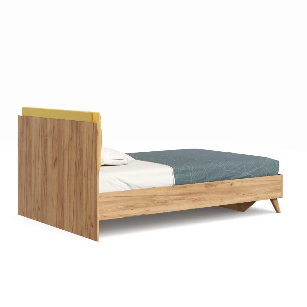 Кровать односпальная 120х200 Марта-2 с мягким изголовьем (вертикальная стежка Phuket/Горчично-желтый) ЛД | Интернет магазин Масса Мебель