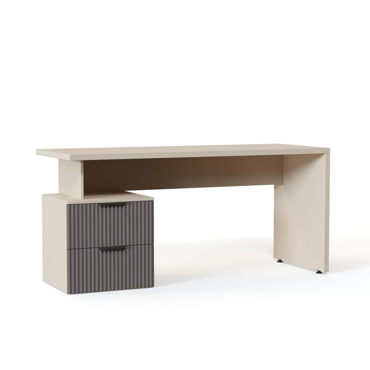 NEO Стол опирающийся на тумбу Н=500мм. 1600х750х600 с рифленым фасадом серый