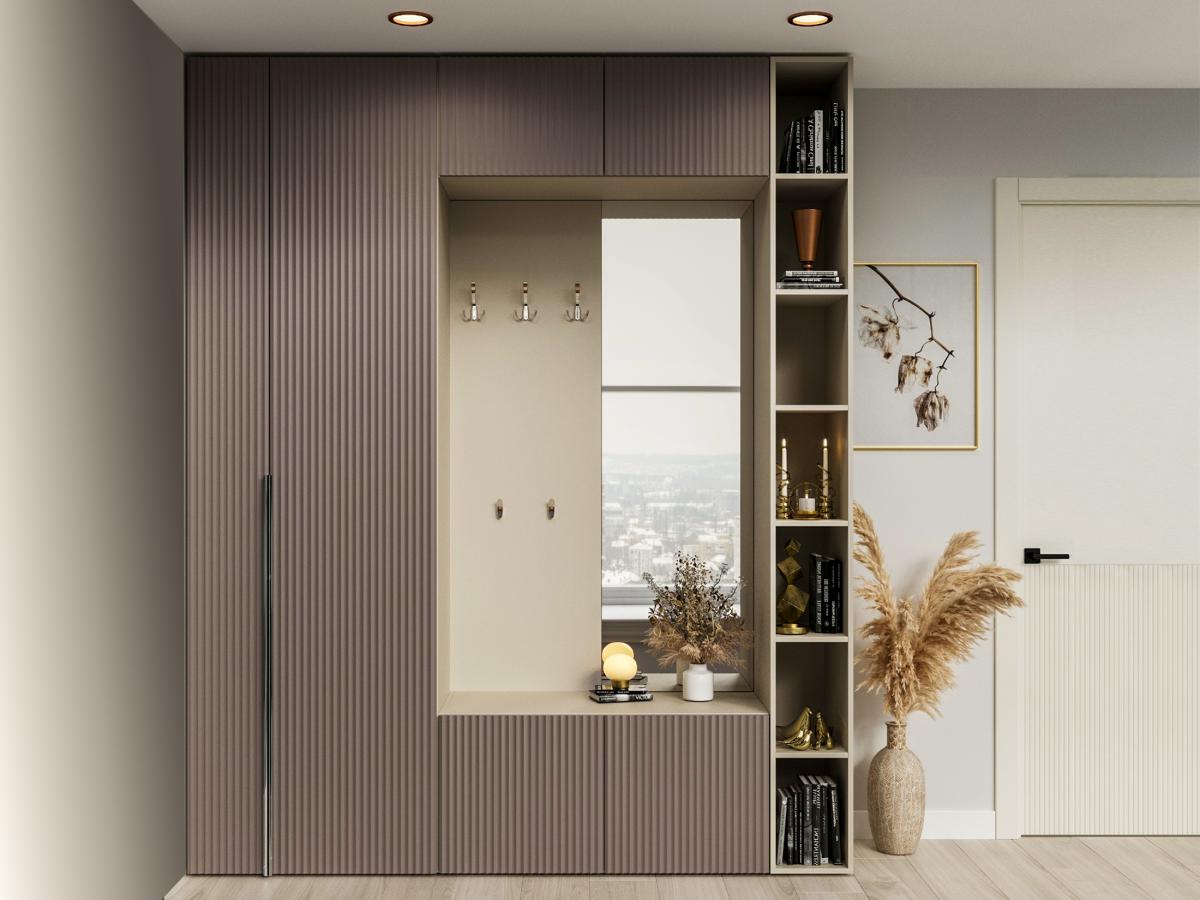 Прихожая NEO-1 кашемир, фасад море грей MASSA