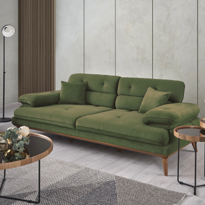 Диван прямой Bella велюр (Турция) (Зеленый)