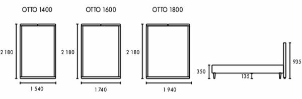 Кровать мягкая двуспальная OTTO 160х200 BASE синий (FD)