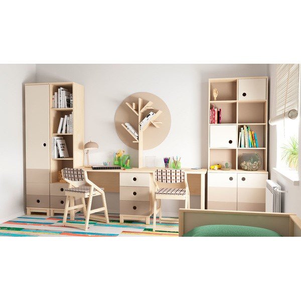 Стол письменный с тумбой Робин Wood клен/мокко/имбирь/беж (POP) (Бежевый) Выставочный образец