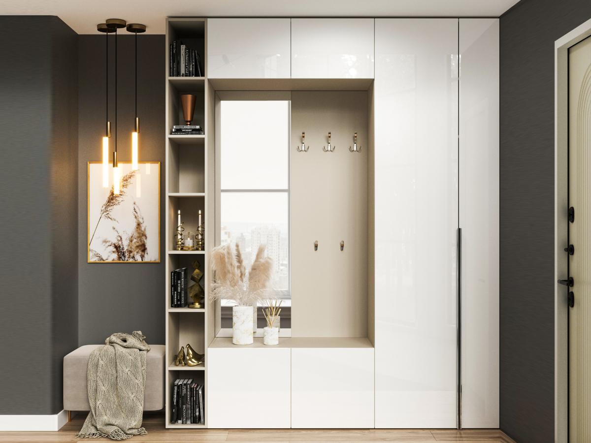 Прихожая NEO-1 кашемир, фасад AGT белый глянец