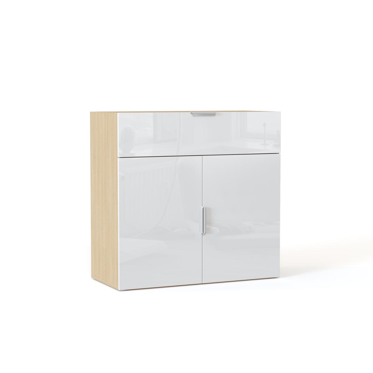 NEO Комод с ящиком и 2-мя дверьми 1000х960х430 белый глянец