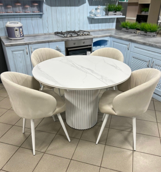 Стол обеденный раскладной Рафаэль (Белый матовый)