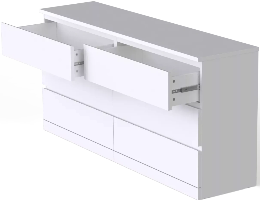 Комод Варма 6 ящиков белый 160х78 (GL) | Интернет магазин Масса Мебель