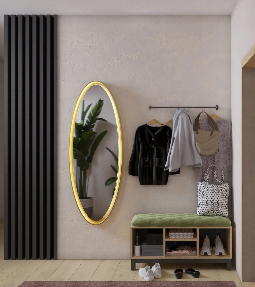 Зеркало овальное Varket Elips 2 Темно-серый RAL 7024 (VT) Выставочный образец - интернет магазин Масса Мебель