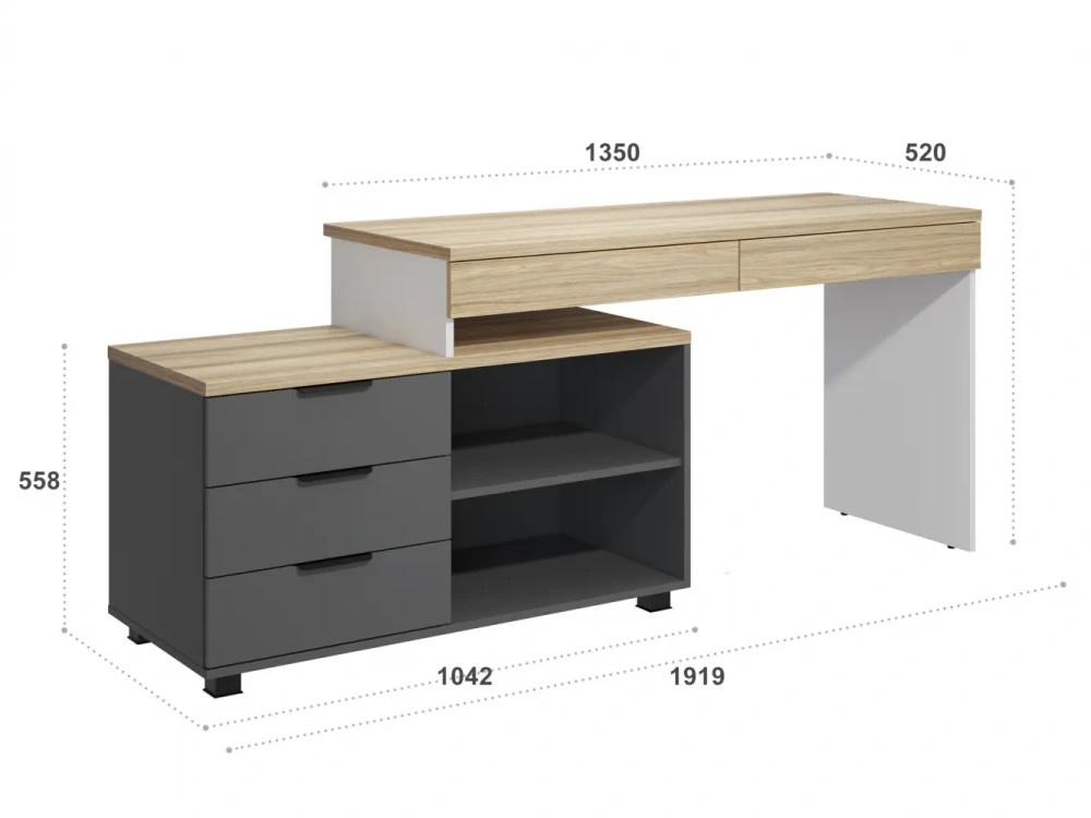 Стол письменный СкайЛайт с выдвижной тумбой (COM) | Интернет магазин Масса Мебель
