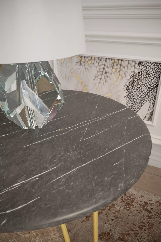 Стол журнальный Рид Голд 430 черный мрамор (KL) | Интернет магазин Масса Мебель