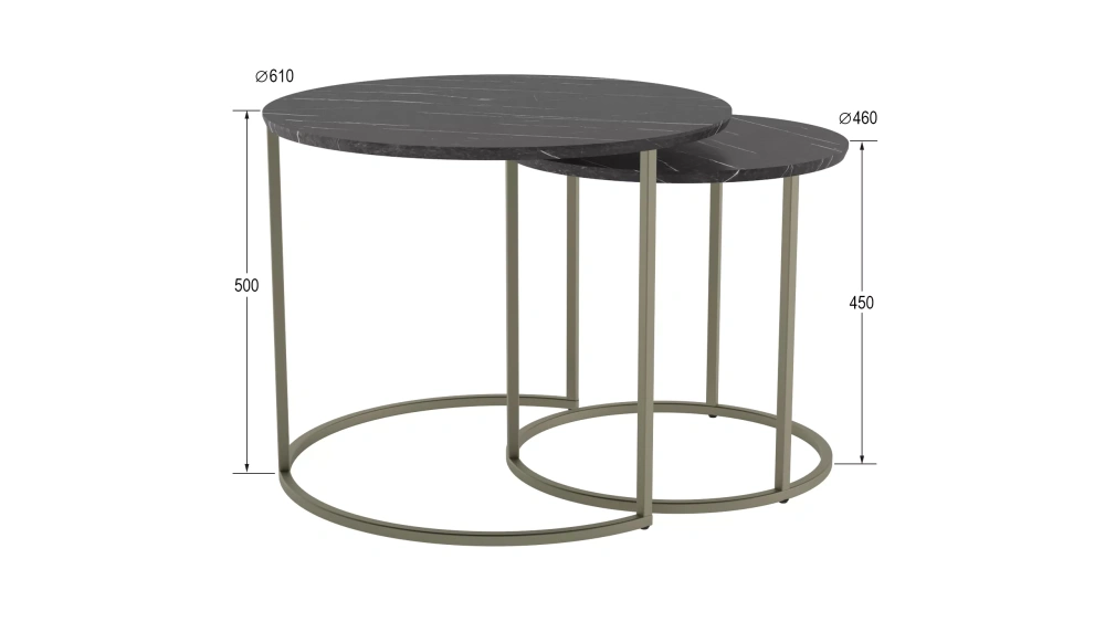 Комплект столов журнальных "Лесли" 2 шт. черный мрамор (KL) Комплект столов журнальных "Лесли" 2 шт. черный мрамор (KL) | Интернет магазин Масса Мебель