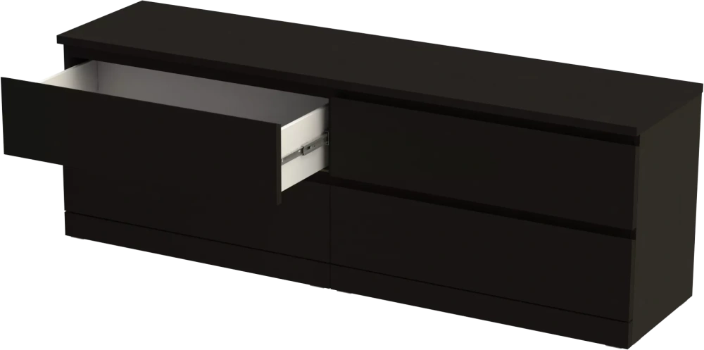 Комод Варма 4 ящика шпон ясень черный 160х54 (GL) | Интернет магазин Масса Мебель