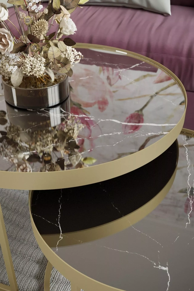 Комплект журнальных столов Джуан 2 шт. неро/золото (KL) Комплект журнальных столов Джуан 2 шт. неро/золото (KL) | Интернет магазин Масса Мебель