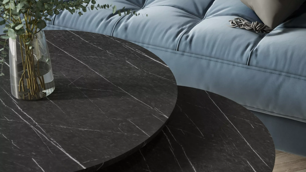 Комплект столов журнальных "Лесли" 2 шт. черный мрамор (KL) Комплект столов журнальных "Лесли" 2 шт. черный мрамор (KL) | Интернет магазин Масса Мебель