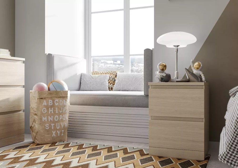 Комод Варма 2 ящика шпон дуб беленый 40х54 (GL) | Интернет магазин Масса Мебель