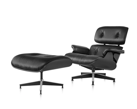 Кресло для отдыха Eames Style Lounge Chair (черная кожа/черный орех)