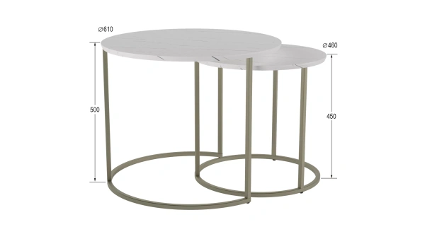 Комплект столов журнальных "Лесли" 2 шт. белый мрамор (KL) 