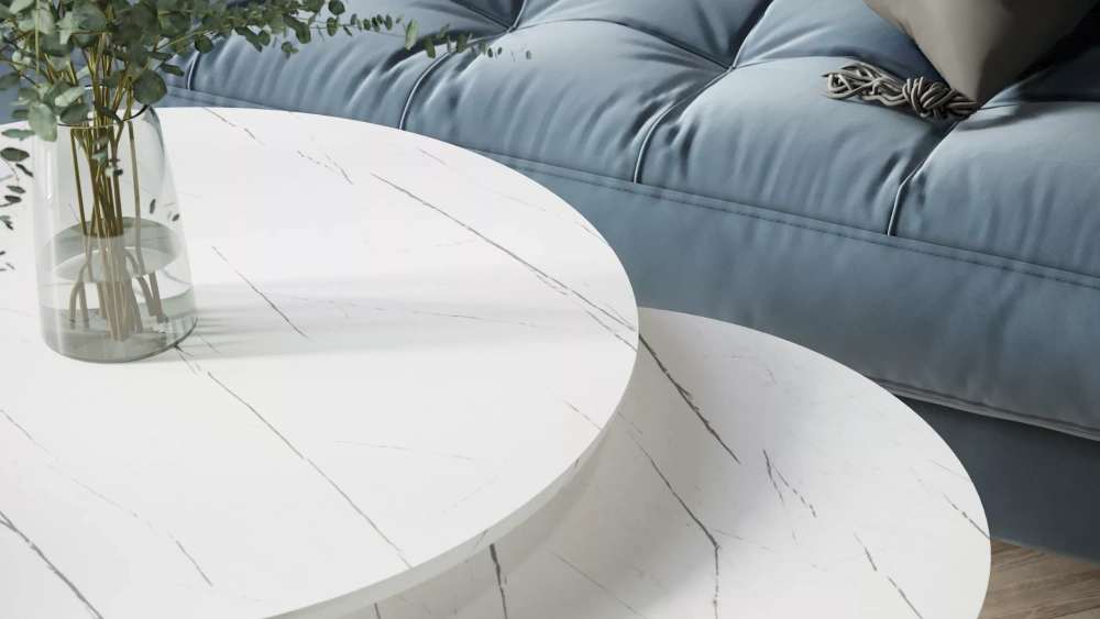 Комплект столов журнальных "Лесли" 2 шт. белый мрамор (KL) Комплект столов журнальных "Лесли" 2 шт. белый мрамор (KL) | Интернет магазин Масса Мебель