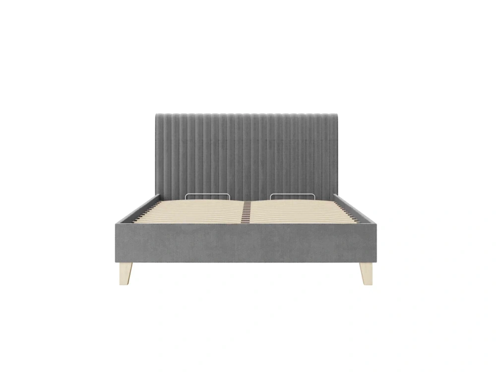 Кровать мягкая двуспальная Бари 160 х200 с подъёмным механизмом (Neo 25 Серый/Велюр) ЛД - интернет магазин Масса Мебель