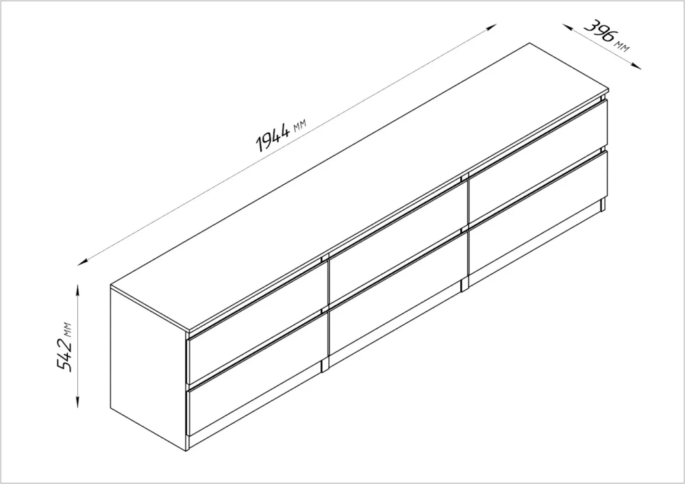 Тумба Кастор 6 ящиков 194х54 белый (GL) Тумба Кастор 6 ящиков 194х54 белый (GL) | Интернет магазин Масса Мебель
