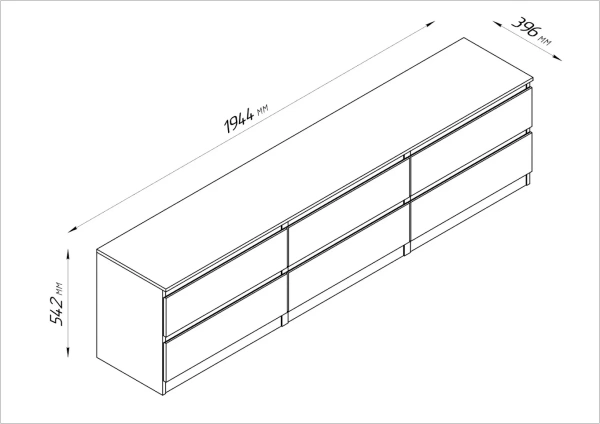 Тумба Кастор 6 ящиков 194х54 венге (GL) 