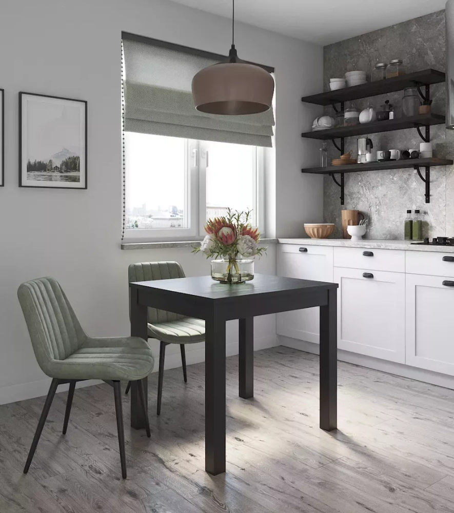 Стол раздвижной обеденный ВАРДИГ С 80(120)х74х70 ясень черный (GL) | Интернет магазин Масса Мебель