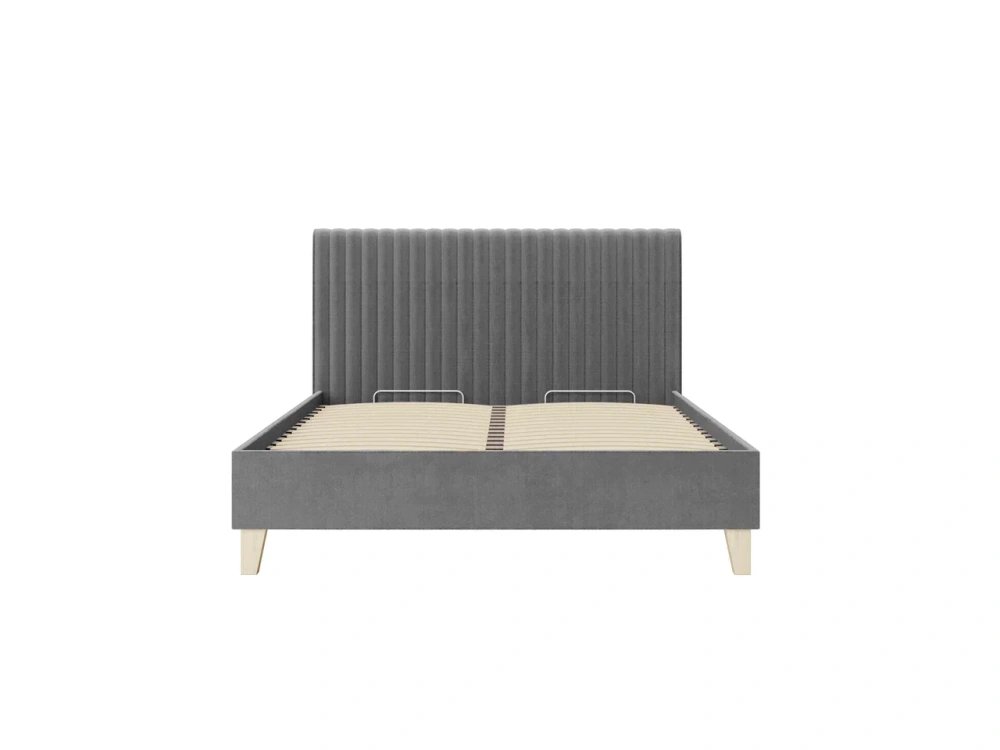 Кровать мягкая двуспальная Бари 160 х200 с подъёмным механизмом (Neo 25 Серый/Велюр) ЛД - интернет магазин Масса Мебель