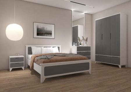 Модульная спальня Соня из массива и шпона композиция №1 (Белый/Серый) BR